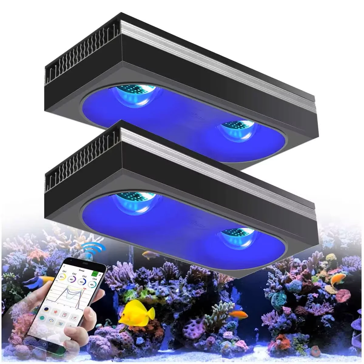 PopBloom RL180 WiFi LED Luz Acuario de Arrecife 180W, Lámpara Profesional Espectro Completo para Tanques de Arrecife Corales SPS/LPS — imagen 1