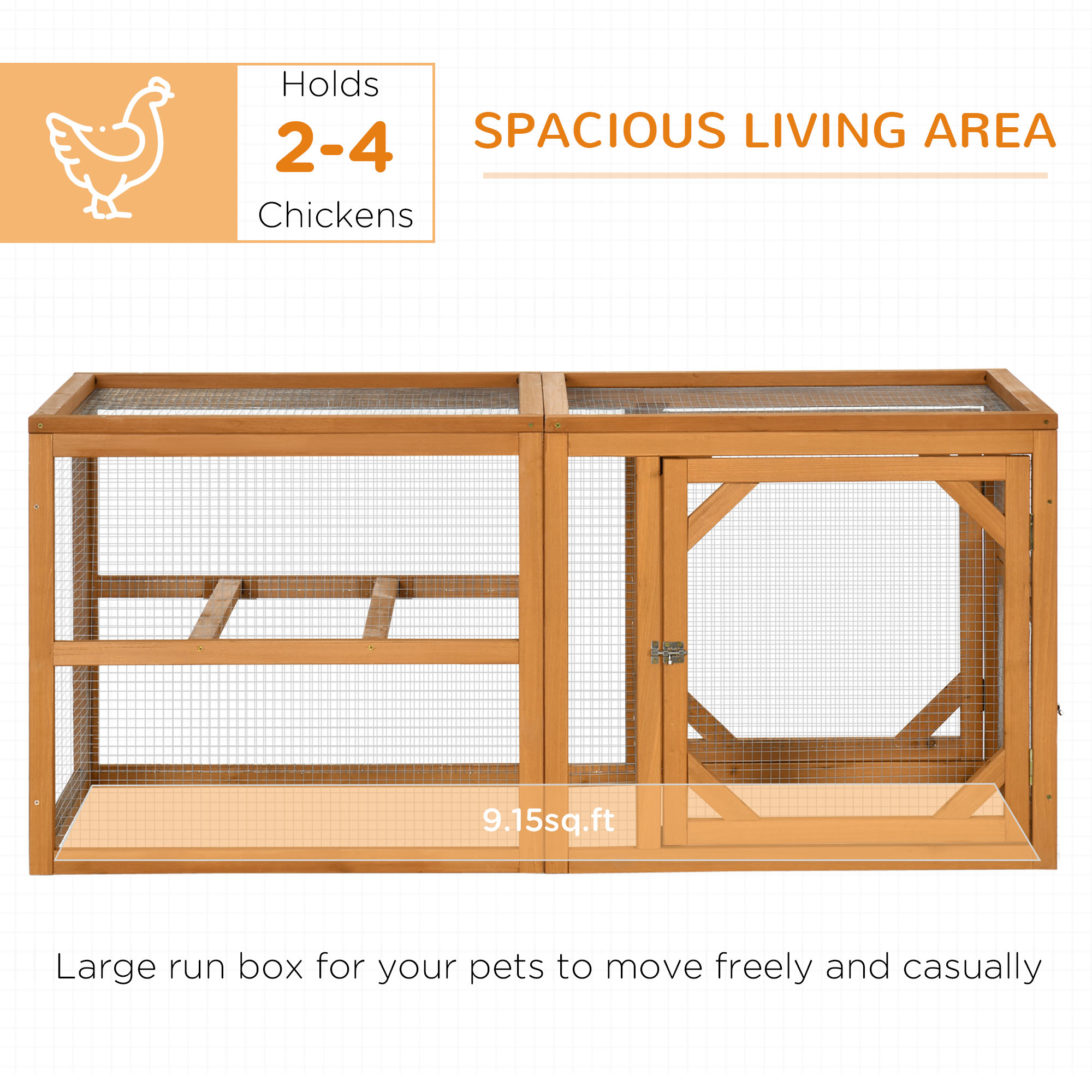 Expansión de Madera para Gallinero de 55", Mini Gallinero Exterior con Corral, Diseño Combinable — imagen 8