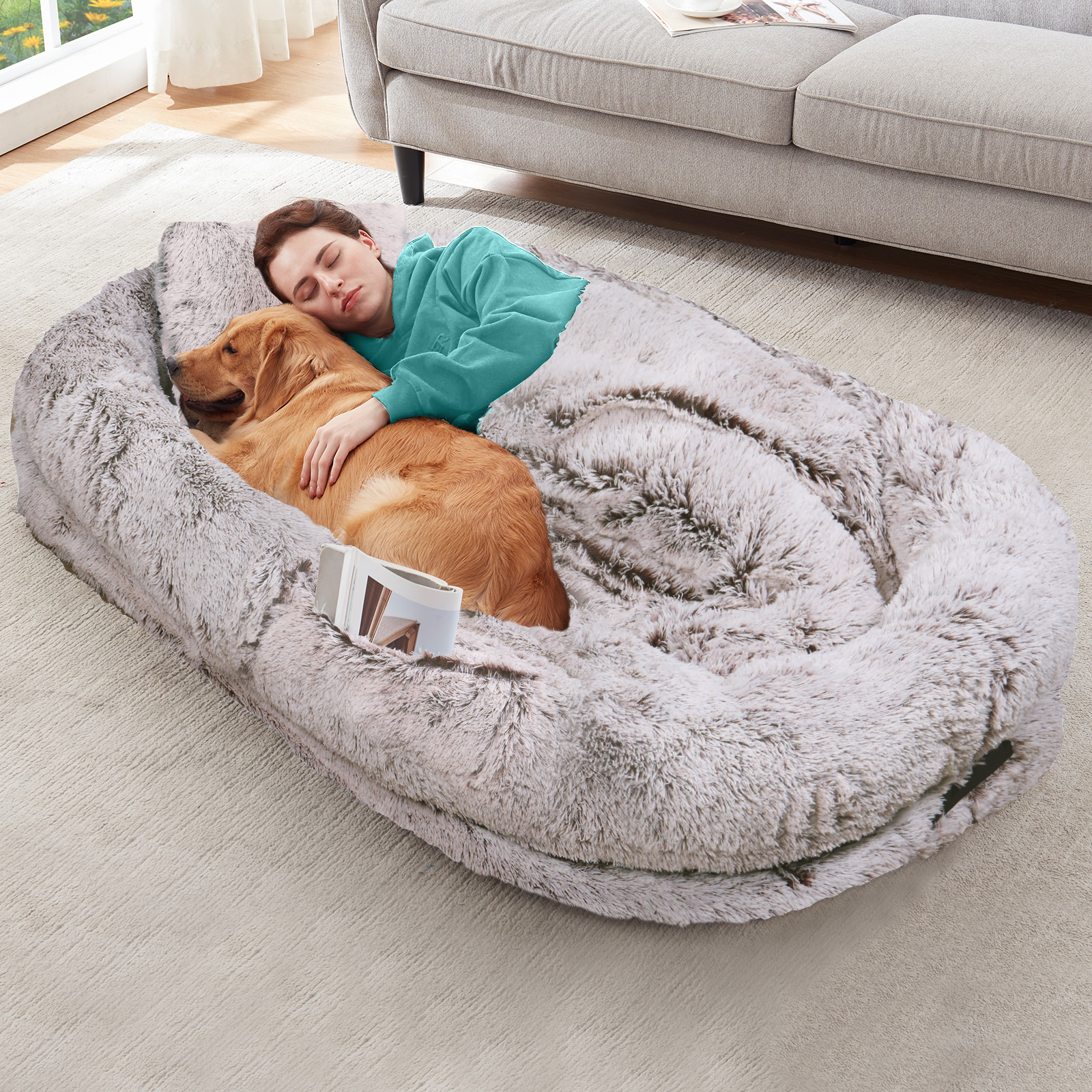 Cama para Adultos y Mascotas de Gran Tamaño: Colchón de Felpa Sofocreado con Soporte Ortopédico — imagen 15