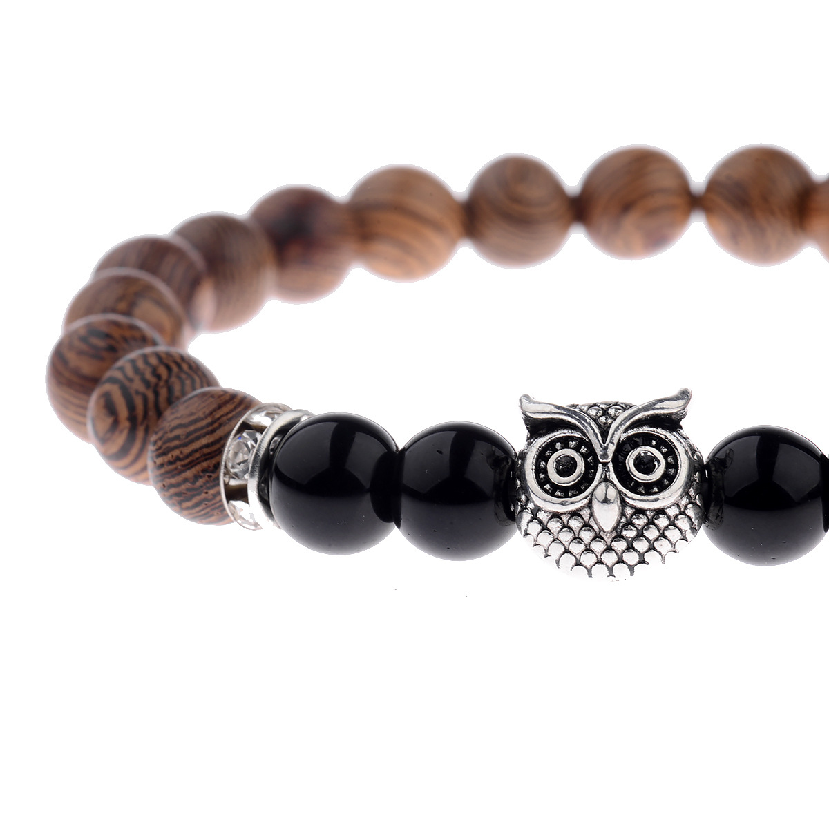Owl frosted stone lifeline wood grain bracelet — image 10