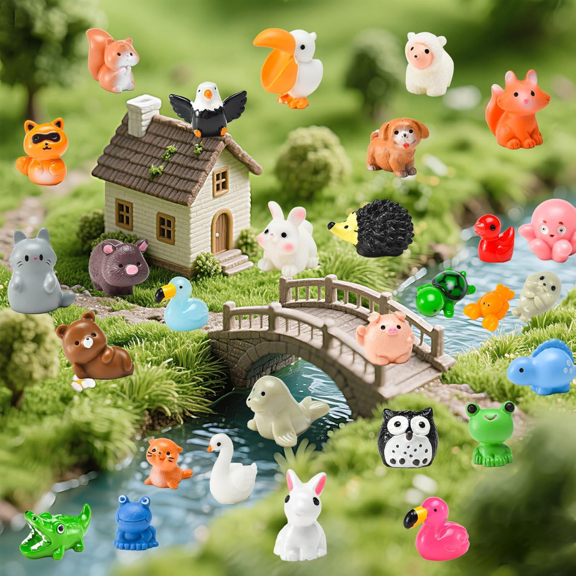 50 Piezas de Mini Figuras de Animales de Resina, Figuras Miniatura de Animales Pequeños al por Mayor para Jardines de Hadas Miniatura, Recuerdos de Fiesta y Jardín — imagen 5
