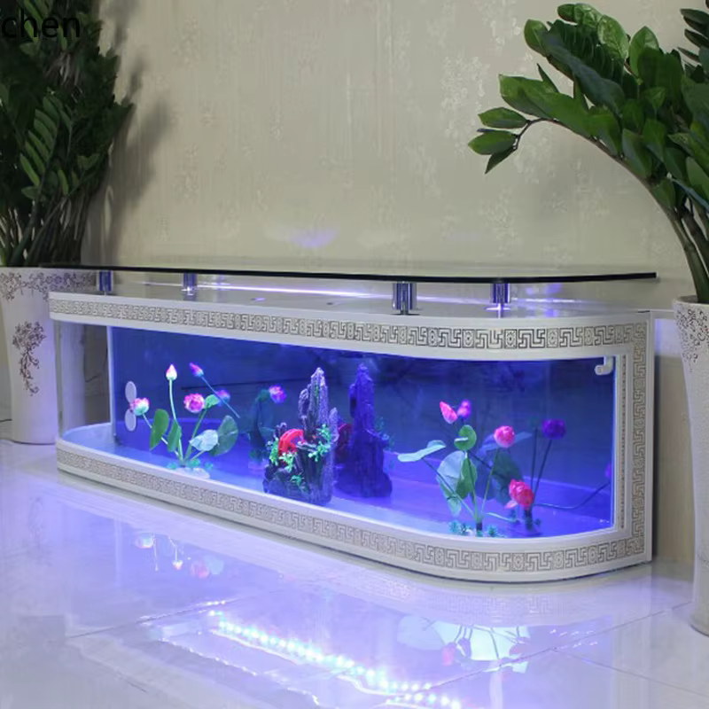 Cajón de Televisión para Acuario de Vidrio Medio y Grande para Salón, Hogar Ecológico con Mesa de Té para Peces Rojos — imagen 4