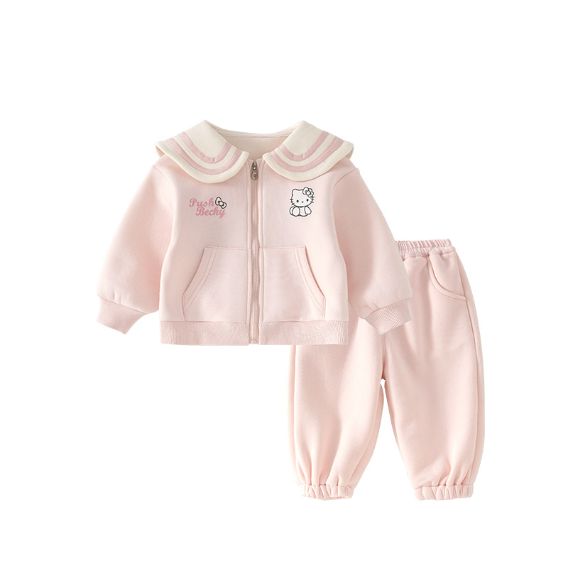 Girls Spring KT Cat Embroidery Lapel Collar Two-Piece Set — image 6