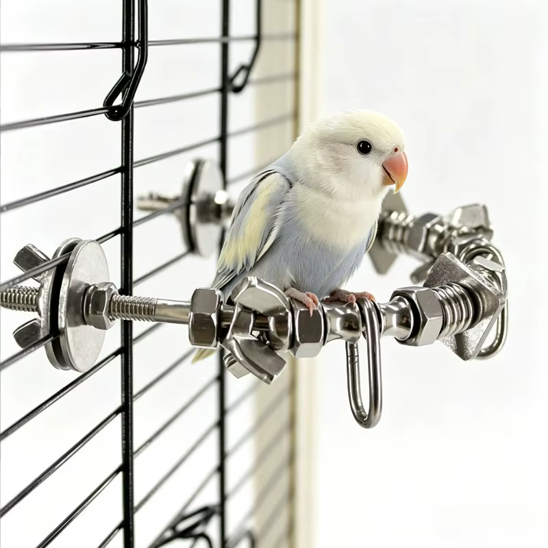 Paso de Percha de Acero Inoxidable para Loros, Juguetes para Picar y Estimulación Cerebral para Accesorios de Volátil — imagen 1
