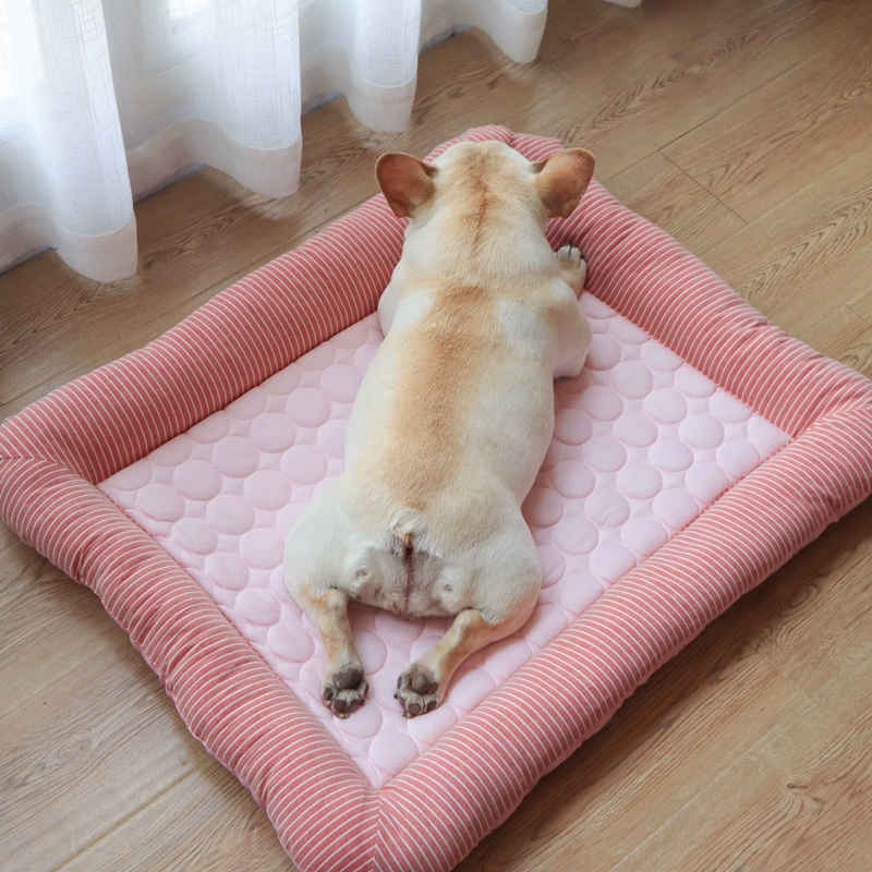Cooling pet mats for dogs & cats (puppies/kittens): ice silk, breathable, soft summer pads in pink/blue — image 3