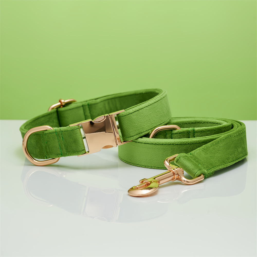 Conjunto de Cuerda y Collar de Tela de Algodón con Broche Metálico y Lazo Personalizable para Perros en Varios Colores — imagen 9