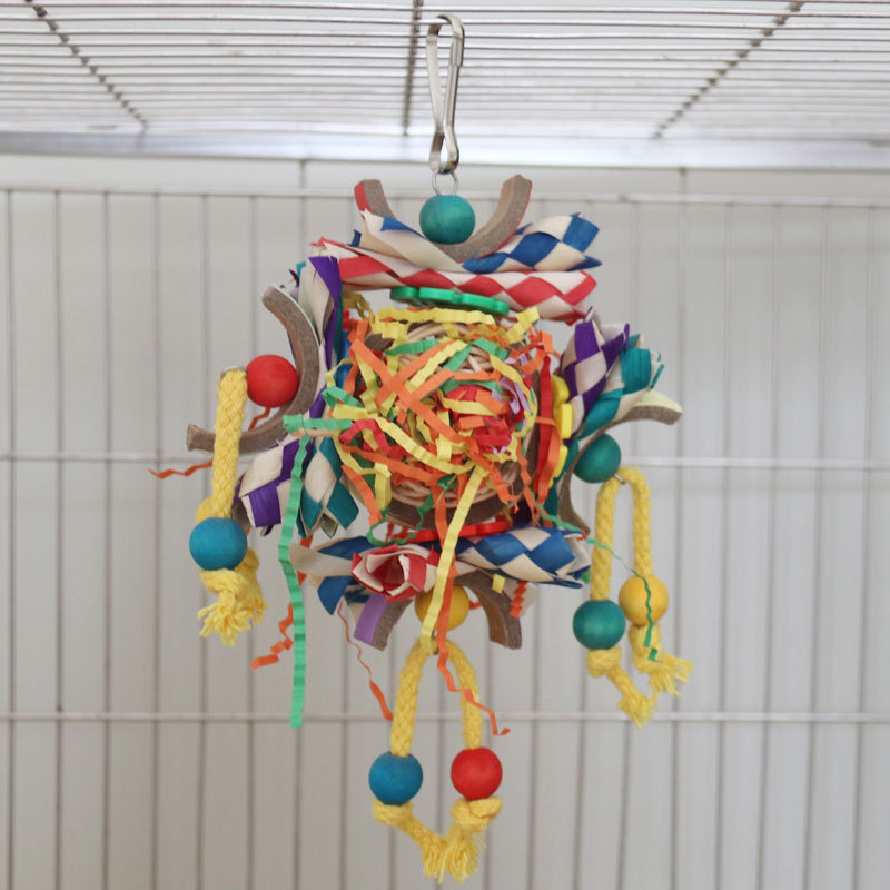 Decoración de Caja de Papel Colorido para Pájaros y Loros Pendiente Juguetes — imagen 9