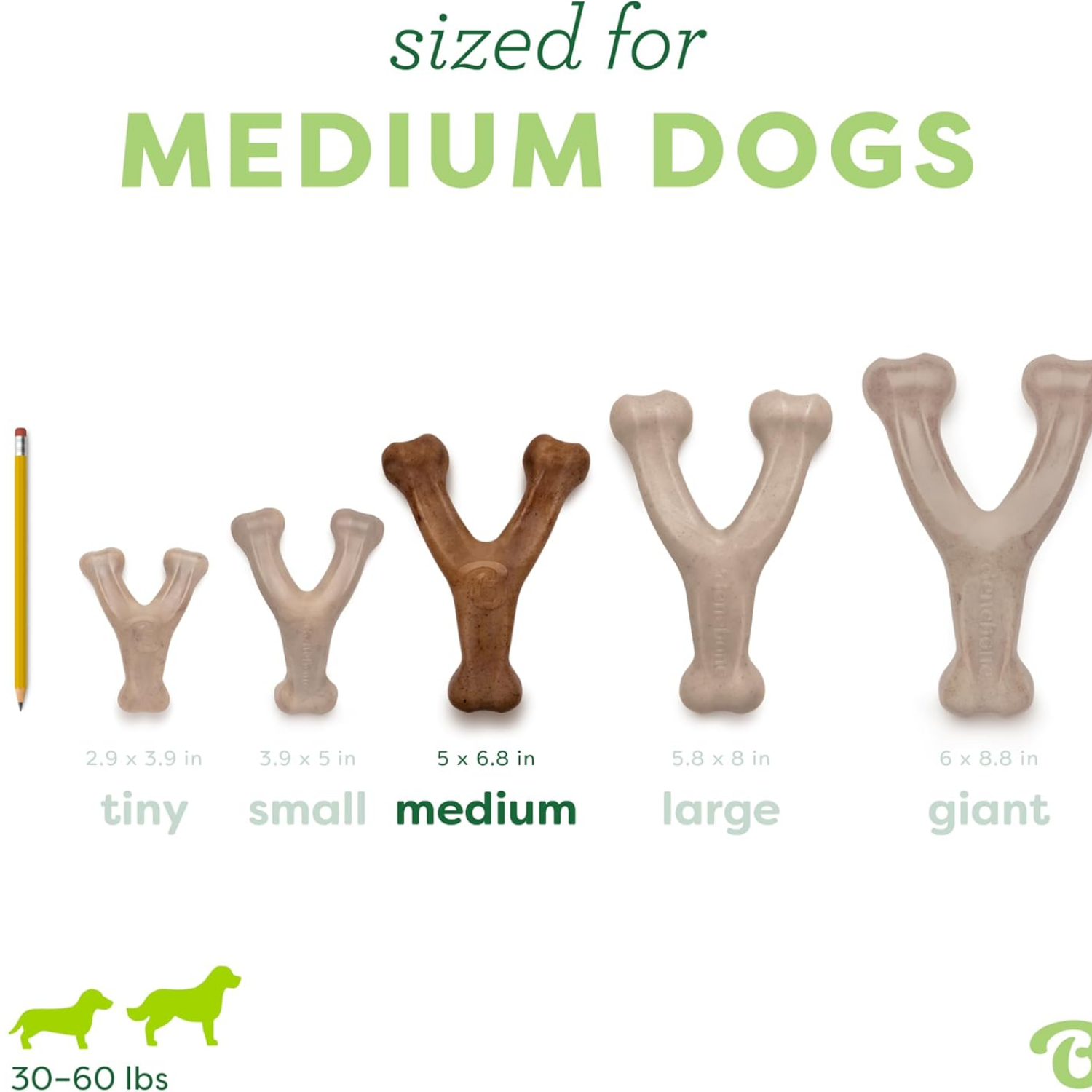 Wishbone Jugoso Juguete de Mordida para Perros Agresivos con Bacon Real, Medio — imagen 3