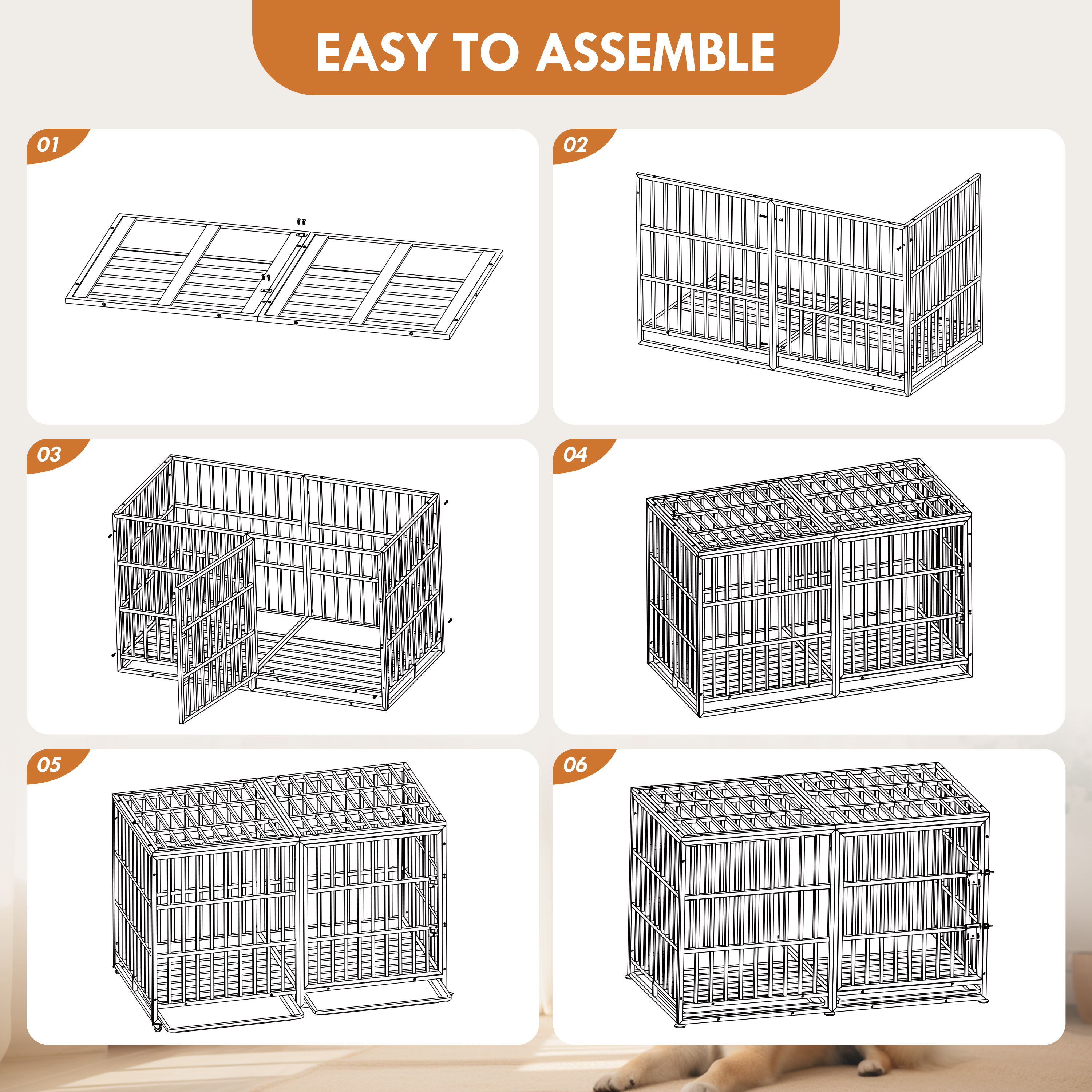 Caja de Perro Extra Grande y Resistente de 61 Pulgadas - Cárcel para Perros Grandes — imagen 3
