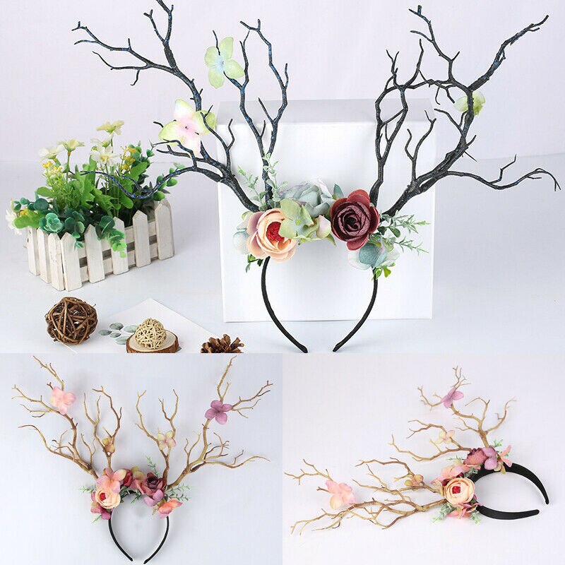 Antleras Góticas de Ciervo con Flores - Cinta para el Cabello de Navidad y Cosplay — imagen 4