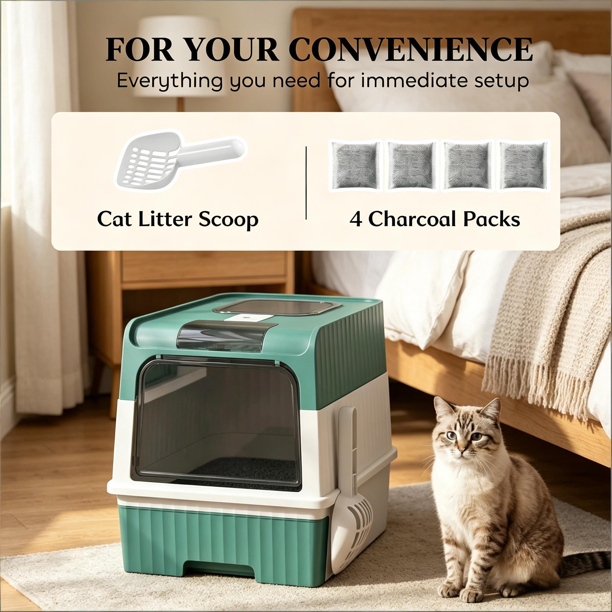 Fully Enclosed Litter Box, Compact Cat Litter Box, Pet Litter Box — image 4