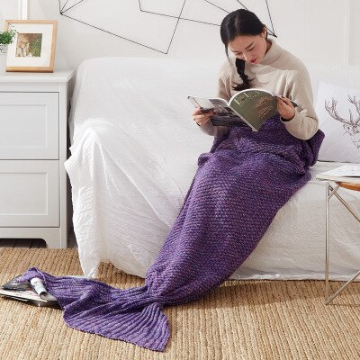 TONGDI Soft Warm Popular Fashionable Mermaid Fish Tail Knitting Blanket Gift For Girl Princess All Season Handmade Sleeping Bag — image 16