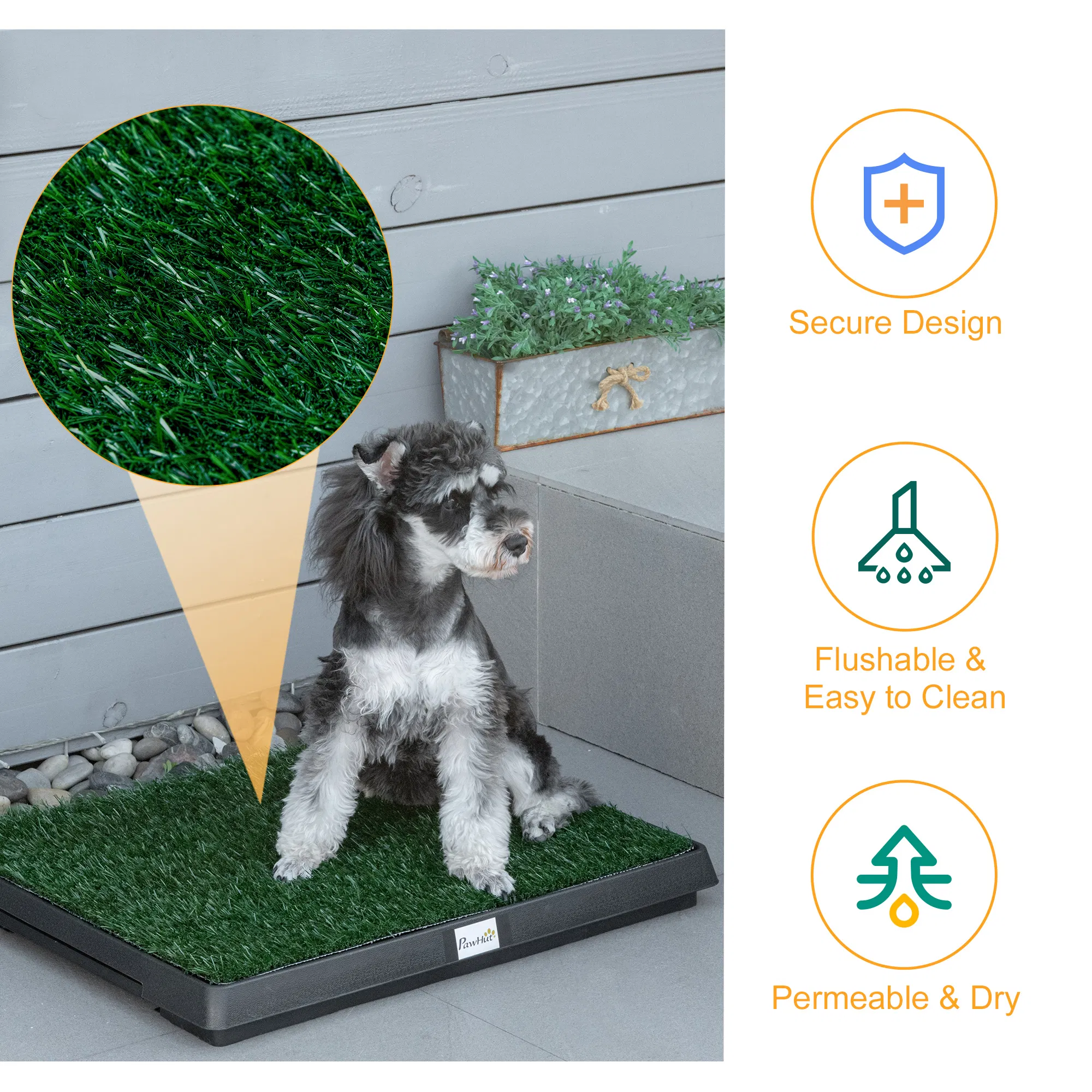 Dog Grass Pad with Tray, Artificial Grass for Dogs, Doggy Bathroom Toilet Potty Tray Indoor Outdoor Puppy Potty Training (51 x 63 CM) — image 5