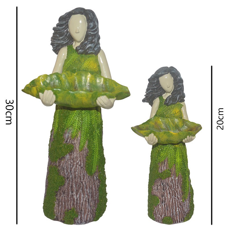 Pajarera de la Diosa Verde del Bosque - Decoración para Pájaros Exterior de Resina — imagen 2