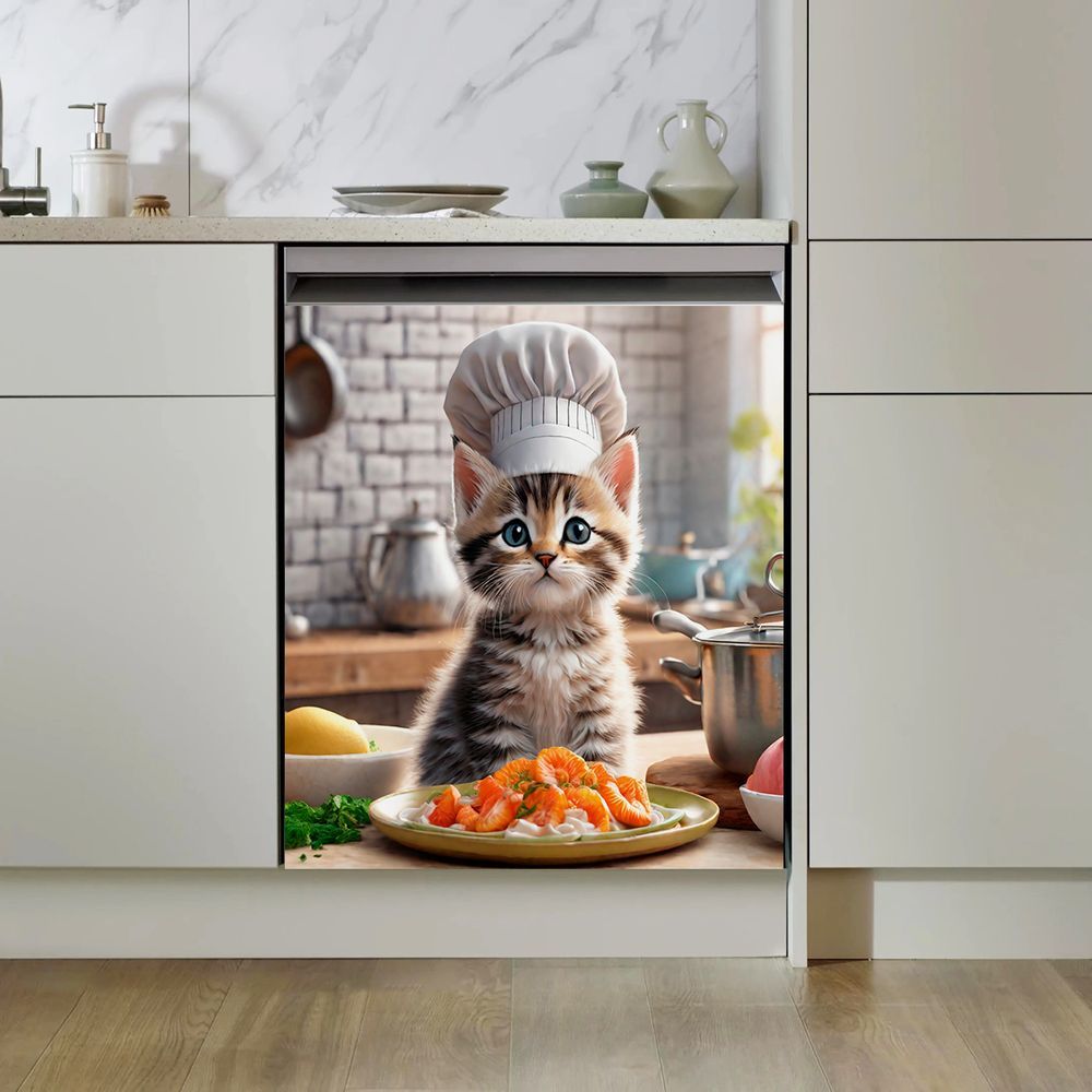 Cubierta Magnética 2D Plana para Puerta de Lavavajillas con Temática de Gato Chef, Adecuada para Lavavajillas, Refrigeradores, Etc. - Fácil de Limpiar — imagen 7