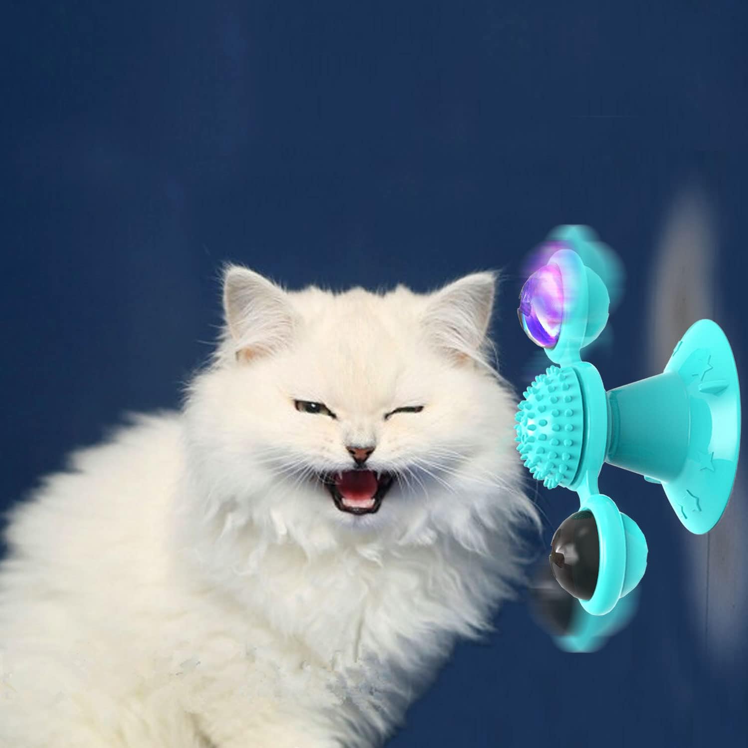 Animal Doll Stuffed Cat Pet Catnip Grass Toy Interactive Windmill Cat Toys With Catnip Cat Toys For Indoor Cats Funny Kitten Toys With LED Light Ball Suction Cup Cat Nip Toy For Cat Chew Exerc — image 6