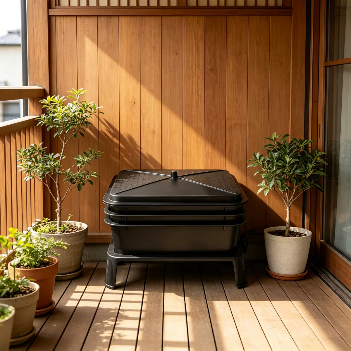 Composting Bin Outdoor, 3-Tier Worm Farm Vermicomposting Box, 30L Large Stackable Black, Food Waste Recycle, Liquid Fertilizer Tap, For Garden Balcony Patio, Safe PP Material, Easy Maintenance, Odorless Design — image 5