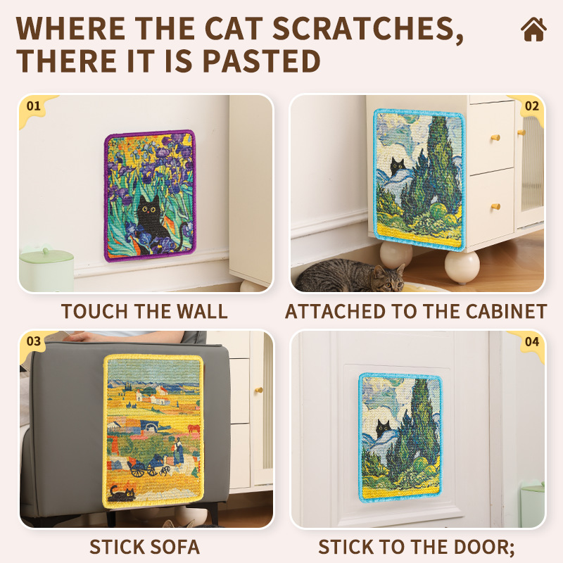 Tablero de Rasguño para Gatos Vertical Montado en Pared con Jute Durable No Shedding Para Mascotas — imagen 4