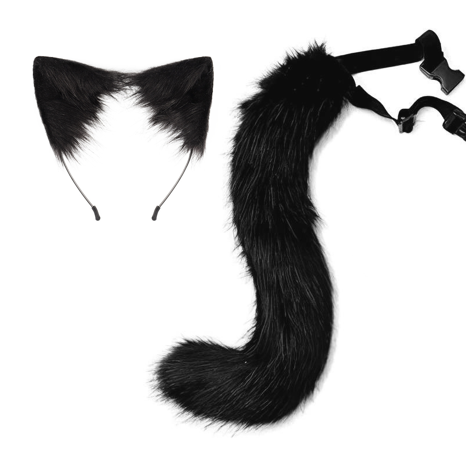 Accesorio de cola de zorro falsa para disfraces de Halloween con orejas de gato y cinta para el cabello — imagen 6