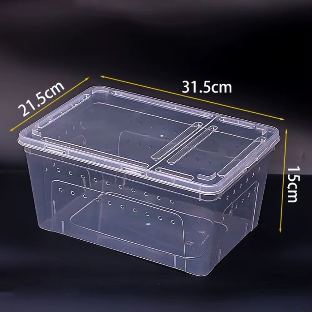 Caja de Cría Reptiliana Transparente Ventilada Apilable Transporte Seguro para Tortugas Contenedor con Visión Claro Prueba de Escape — imagen 4