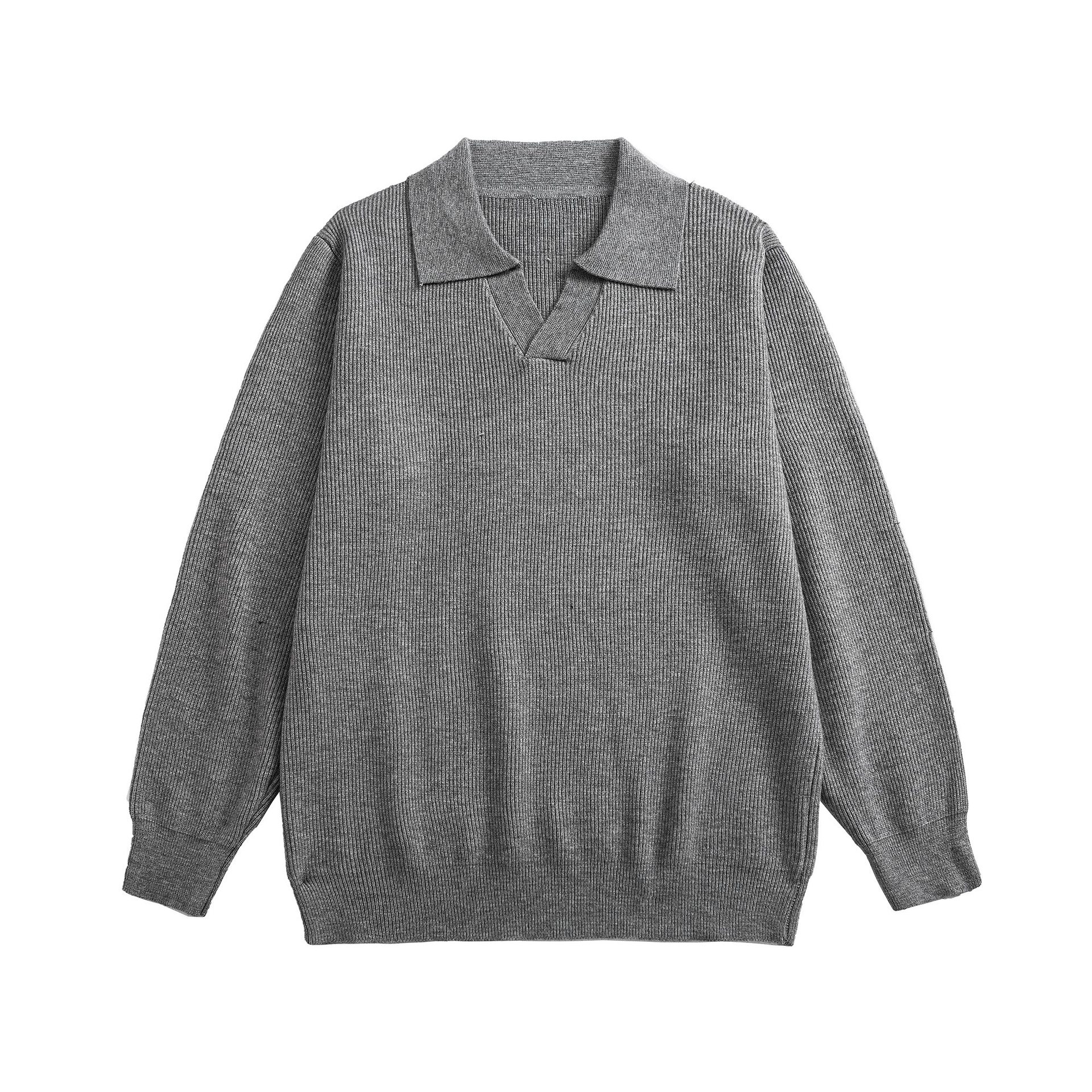 Solid Color Seagull Collar Pullover Sweater Loose Casual Knitwear — image 7