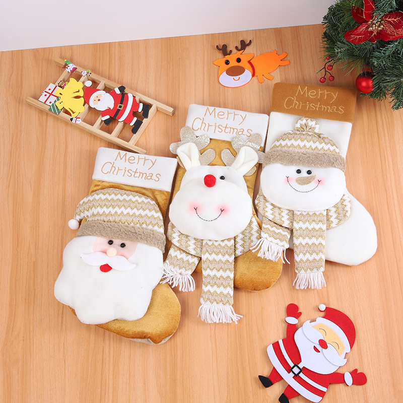 Christmas candy bag, gift bag, cute cartoon big head old man, snowman, reindeer, Christmas socks decoration — image 2