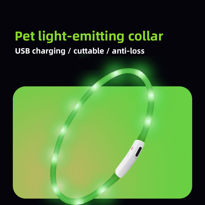 Collar de perro USB recargable con luz LED flexible y cortable en silicona — imagen 3