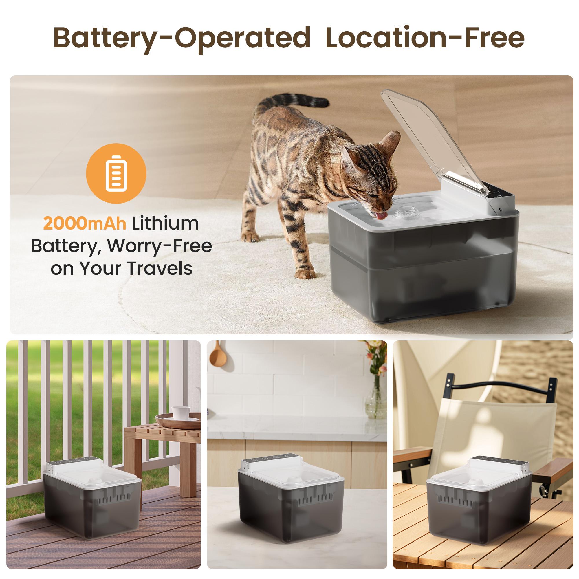 Wireless Charging Battery Driven 304 Stainless Steel Cat Automatic Induction Pet Water Fountain — image 13