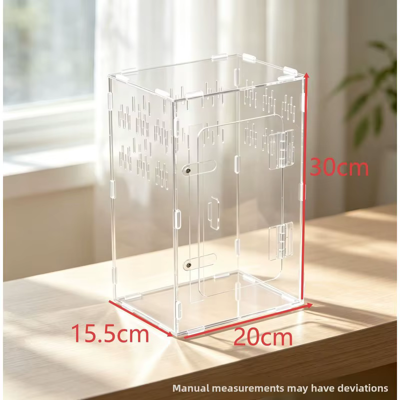 Terrario de Acrílico Transparente para Reptiles - Jaula Alta Ventilada para Gecko Crested, Rana Arbórea, Araña Saltarina, Hábitat para Mascotas Pequeñas — imagen 5