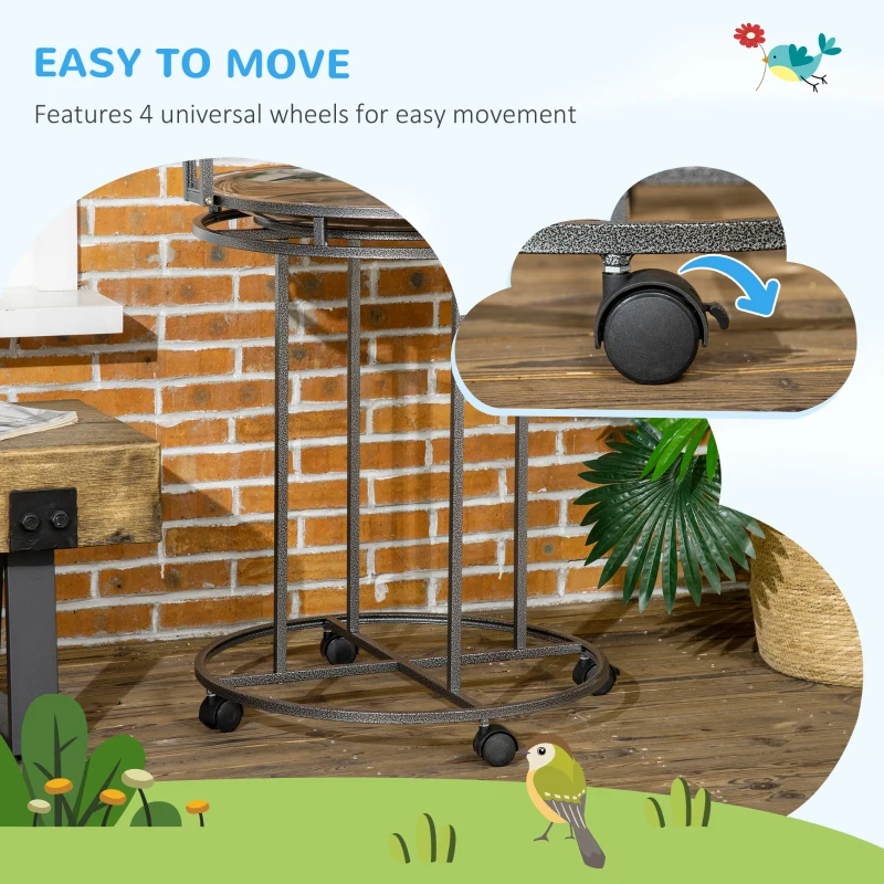 PawHut Parrot Stand Large Bird Perch Stand With Toy Hook 3 Ladders, Parrot Perch, Bird Wooden Stand, Gray — imagen 3