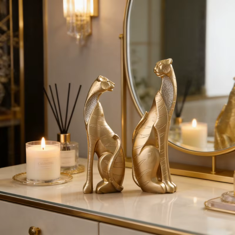 Estatua de León y Tigre en Resina para Decoración de Hogar, Escultura Moderna para Salón, Comedor o Estudio — imagen 4