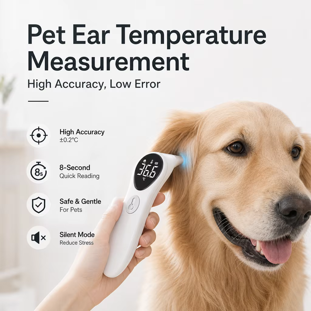 Termómetro de Oído para Mascotas AiQUE, Recargable, Pantalla Grande, Medición Rápida para Perros y Gatos, Equipo Médico Veterinario — imagen 1