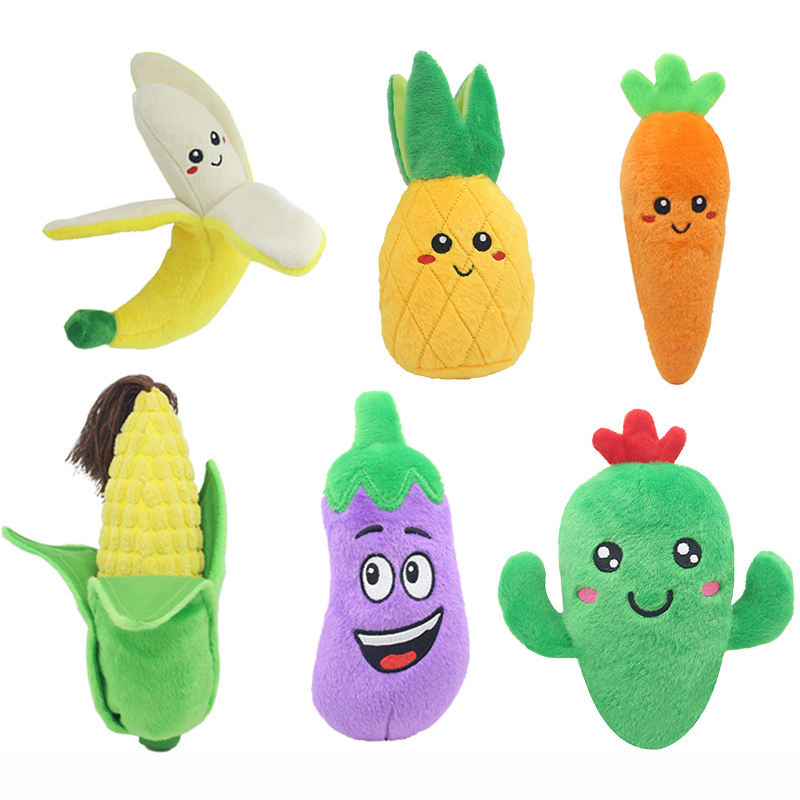 Pet Plush Sound Toys Fruits and Vegetables Dogs and Cats Educational Toys Supplies Cactus, Corn, Eggplant — image 1