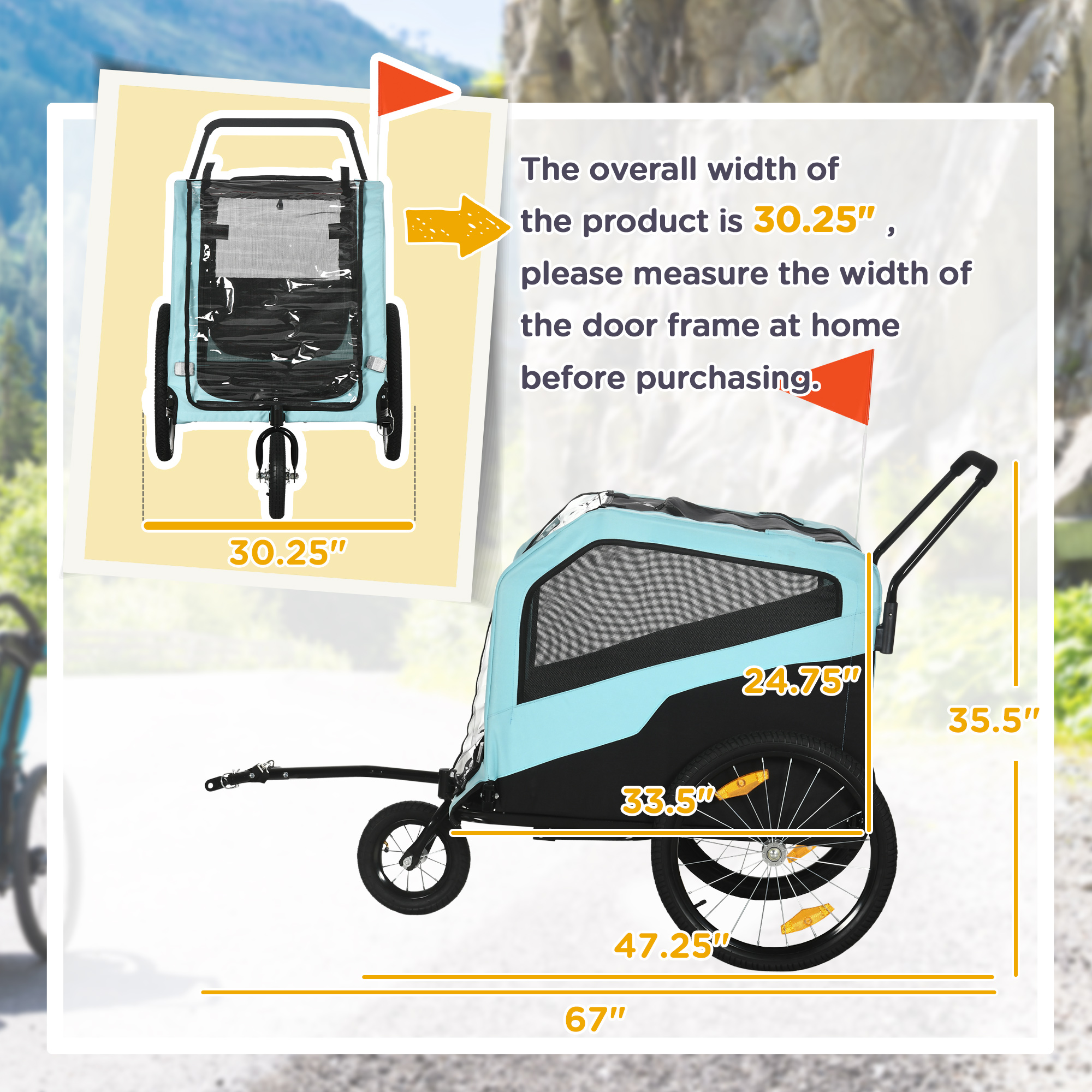 Remolque de Bicicleta y Cochecito Transportador 2 en 1 para Perros Grandes con Enganche — imagen 6