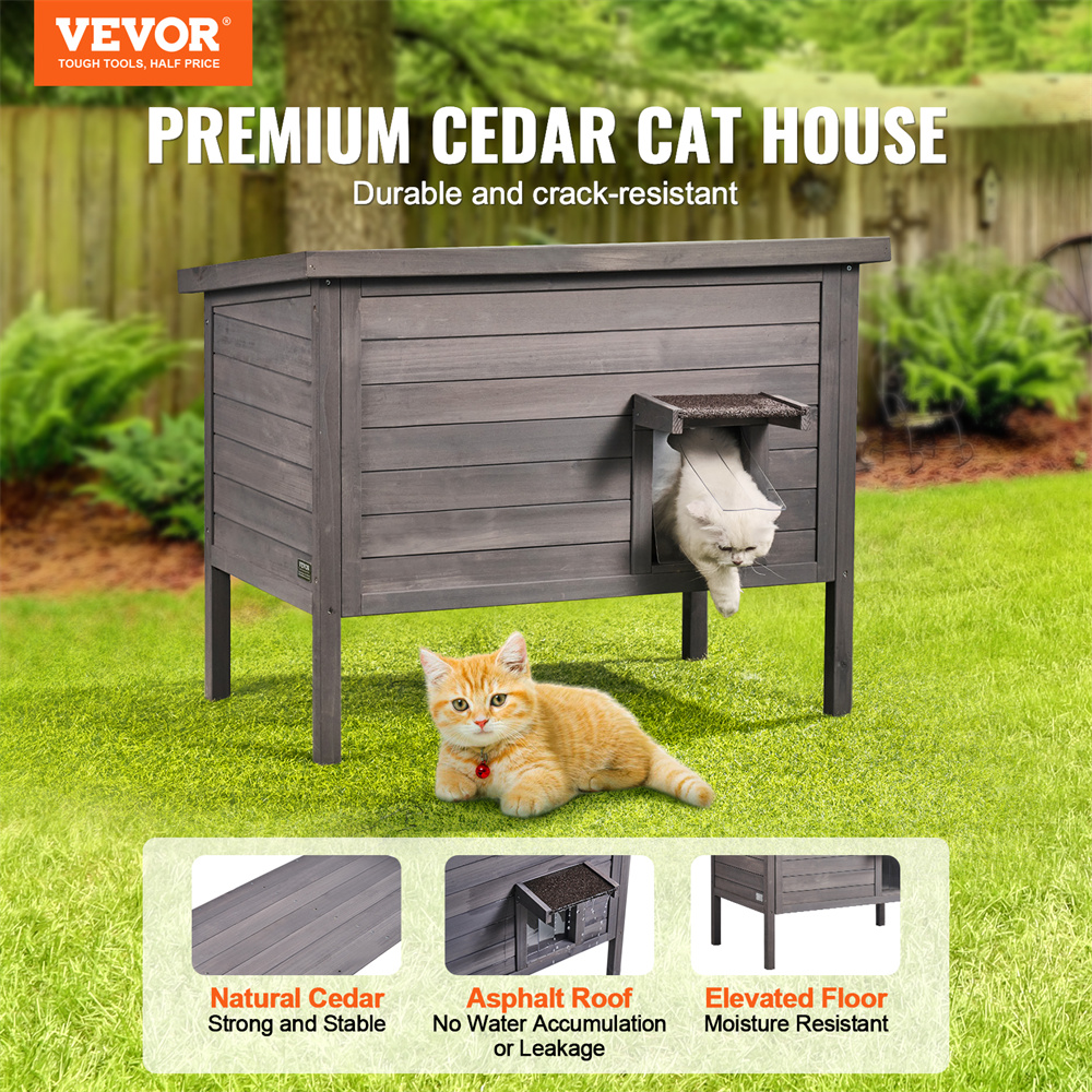 Casa para Gatos al Aire Libre VEVOR - Refugio de Gato Ferlón con Techo y Puertas de PVC — imagen 1