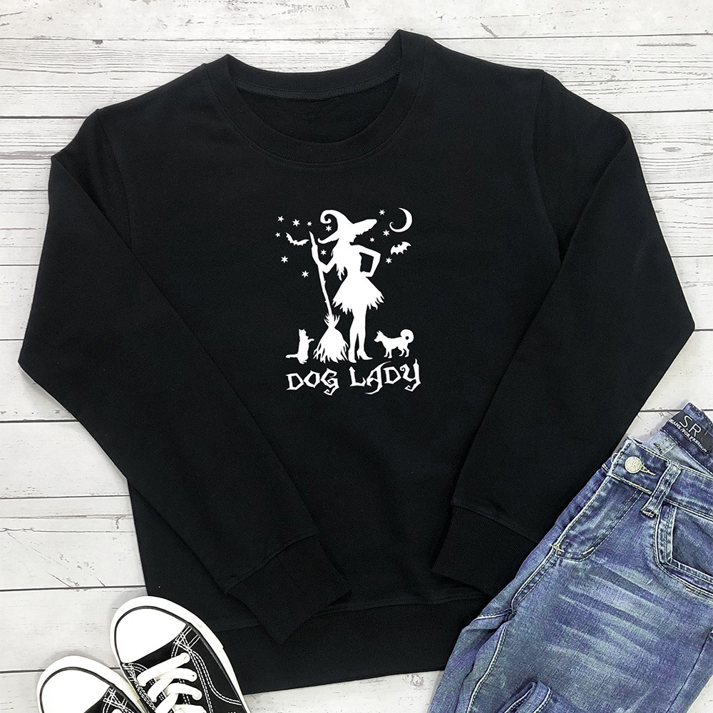 DOG LADY letter witch print hoodie — image 3