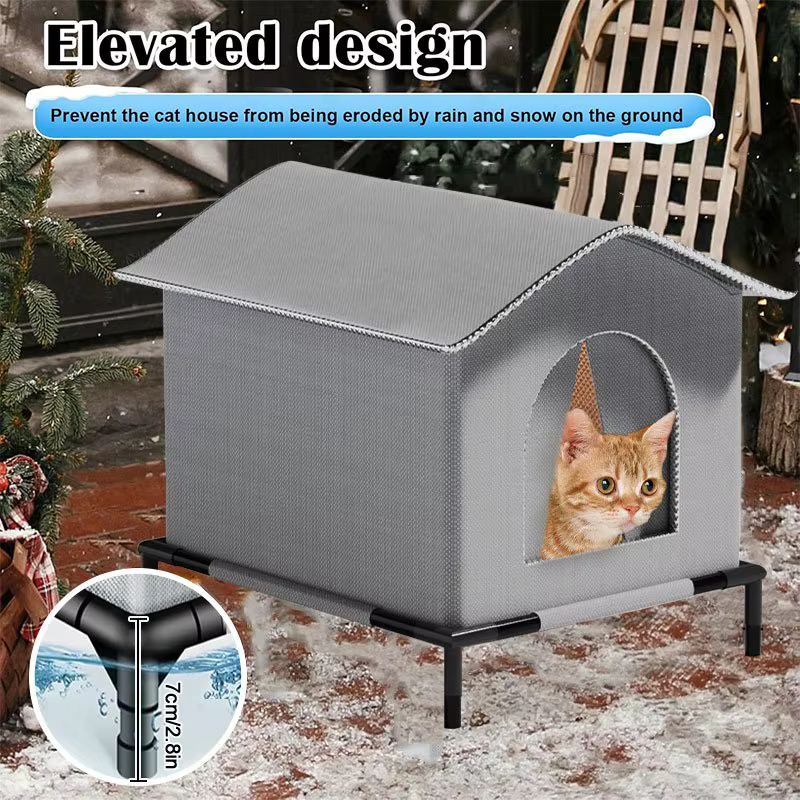 Stray Cat Houses with Mat Waterproof Summer Cool Shelter Foldable Pet Cave Nest Sleeping Beds for Outdoor Cats Small Dog Puppies — image 3