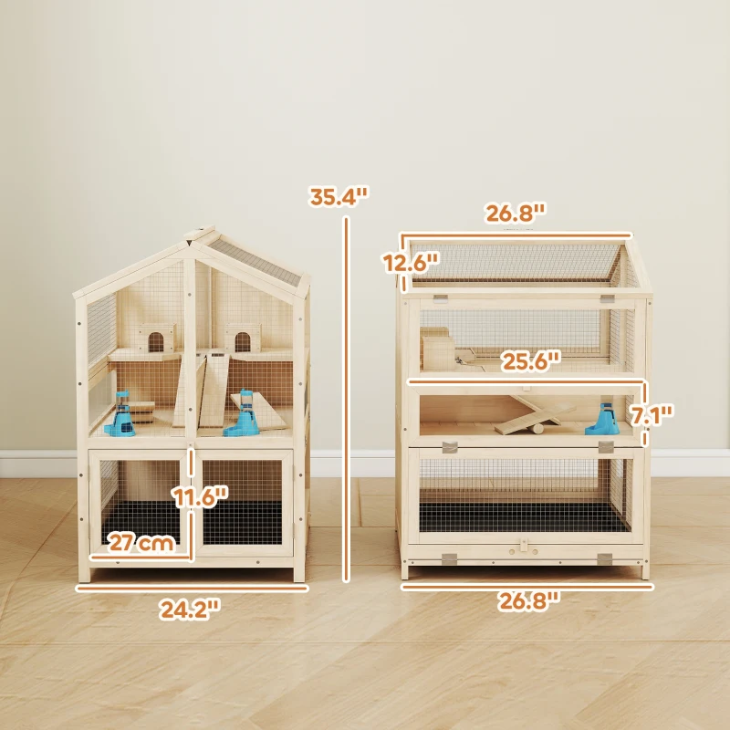 Small Animals Cage, 3 Tier Pet Cage, Wooden Hamster Cage — image 4