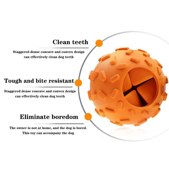 Orange-yellow Leakage Ball Puzzle Throwing Dog Bite Toy Ball Grinding Teeth Cleaning Rubber Dog Toy — image 3