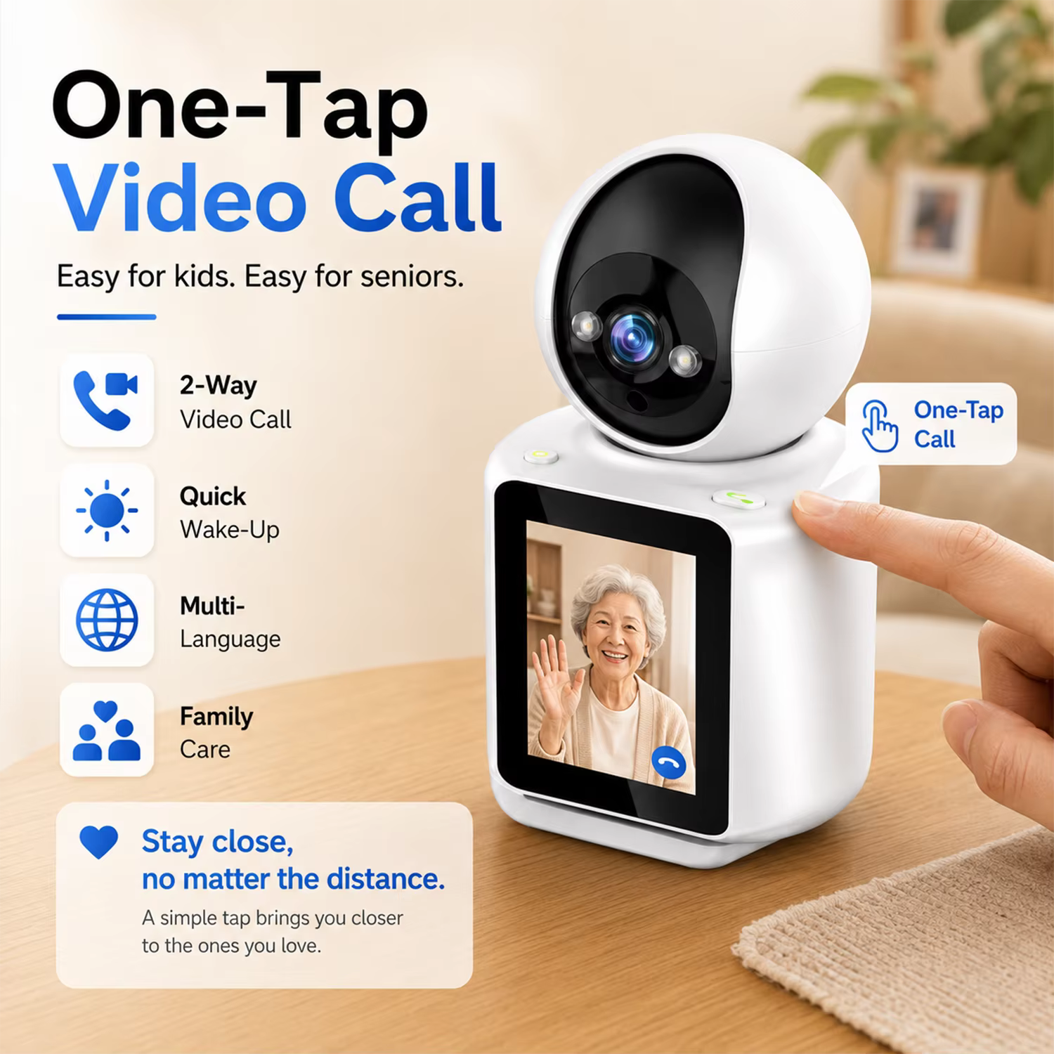 2MP Smart WiFi Indoor Camera with 2.8in Screen One Touch Video Call Auto Tracking Night Vision ICSEE Baby Elder Pet Home Monitor — image 2