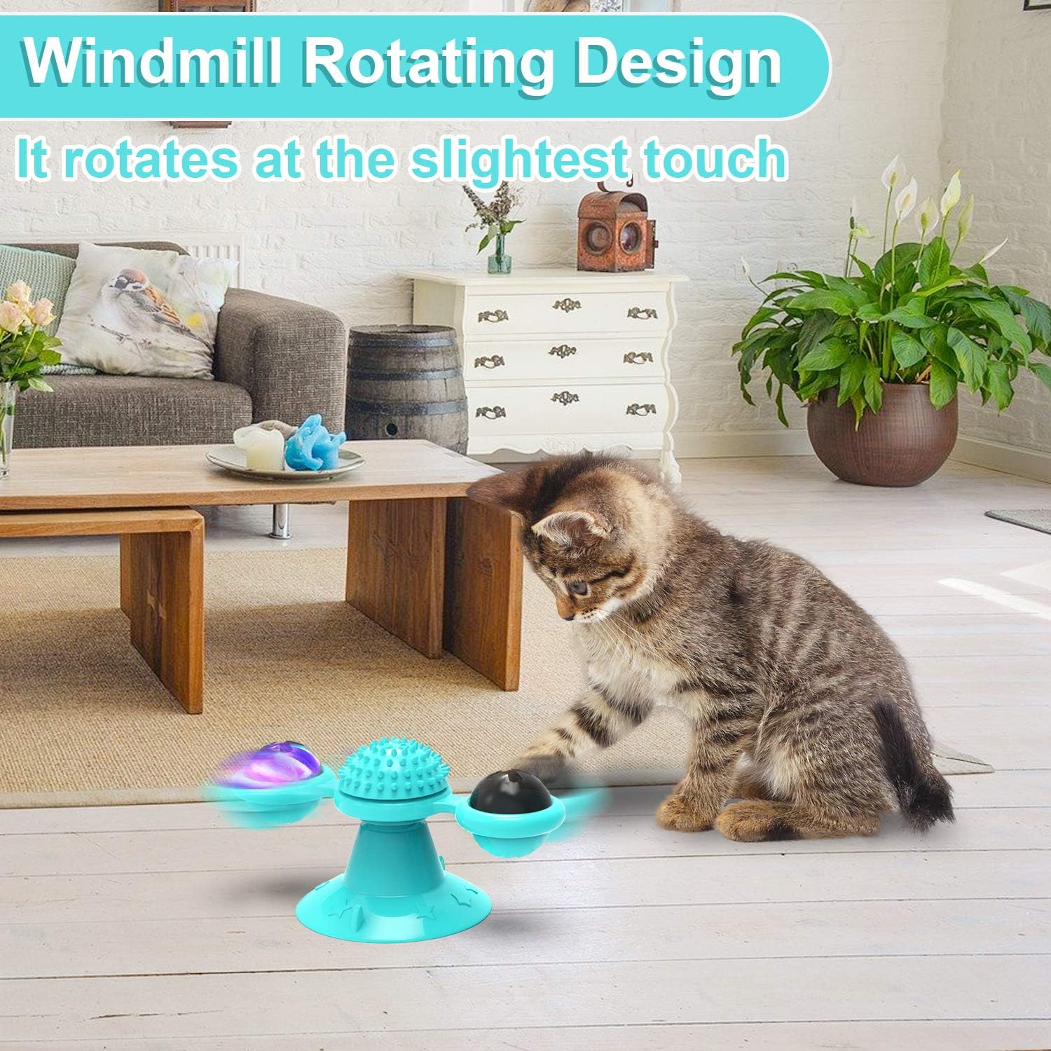Animal Doll Stuffed Cat Pet Catnip Grass Toy Interactive Windmill Cat Toys With Catnip Cat Toys For Indoor Cats Funny Kitten Toys With LED Light Ball Suction Cup Cat Nip Toy For Cat Chew Exerc — image 10