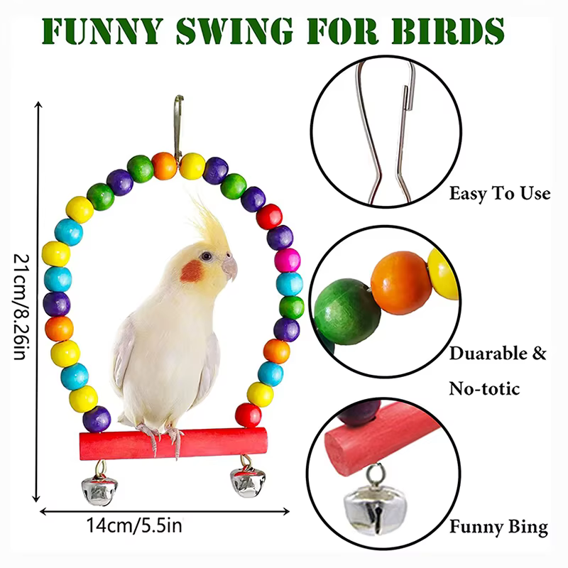 Conjunto de Juguetes para Pájaros de Madera - 7 Piezas — imagen 3