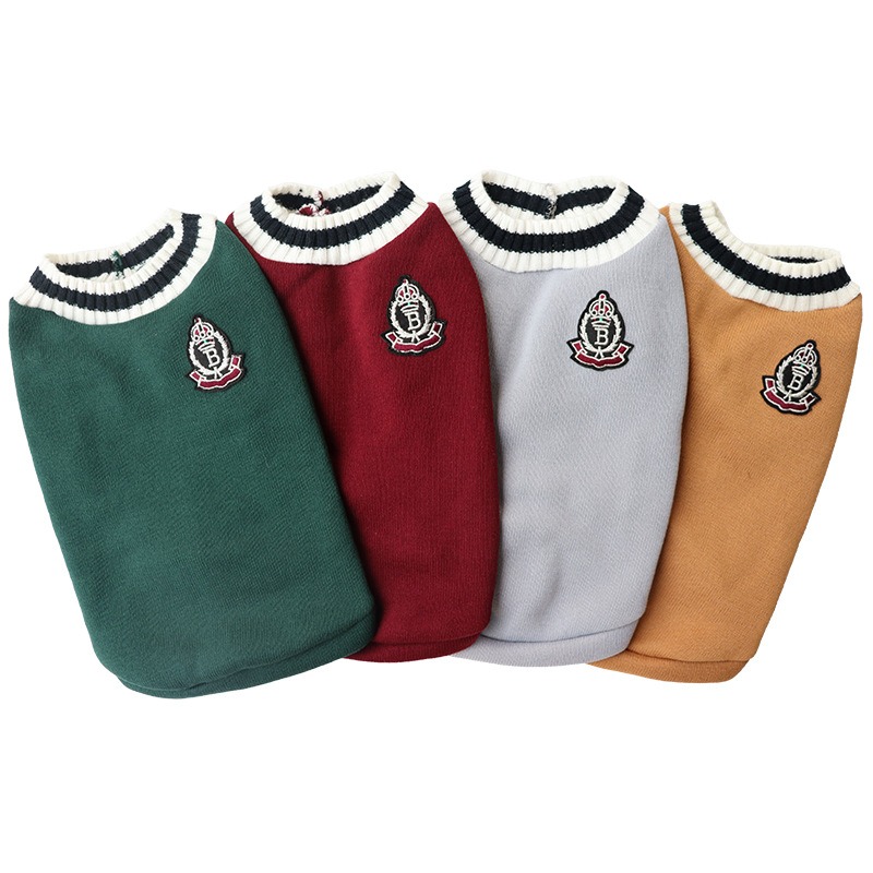 Ropa de Mascotas Estilo Universitario para Perros Vestido con Cuello V de Punto de Lana para Otoño e Invierno — imagen 1