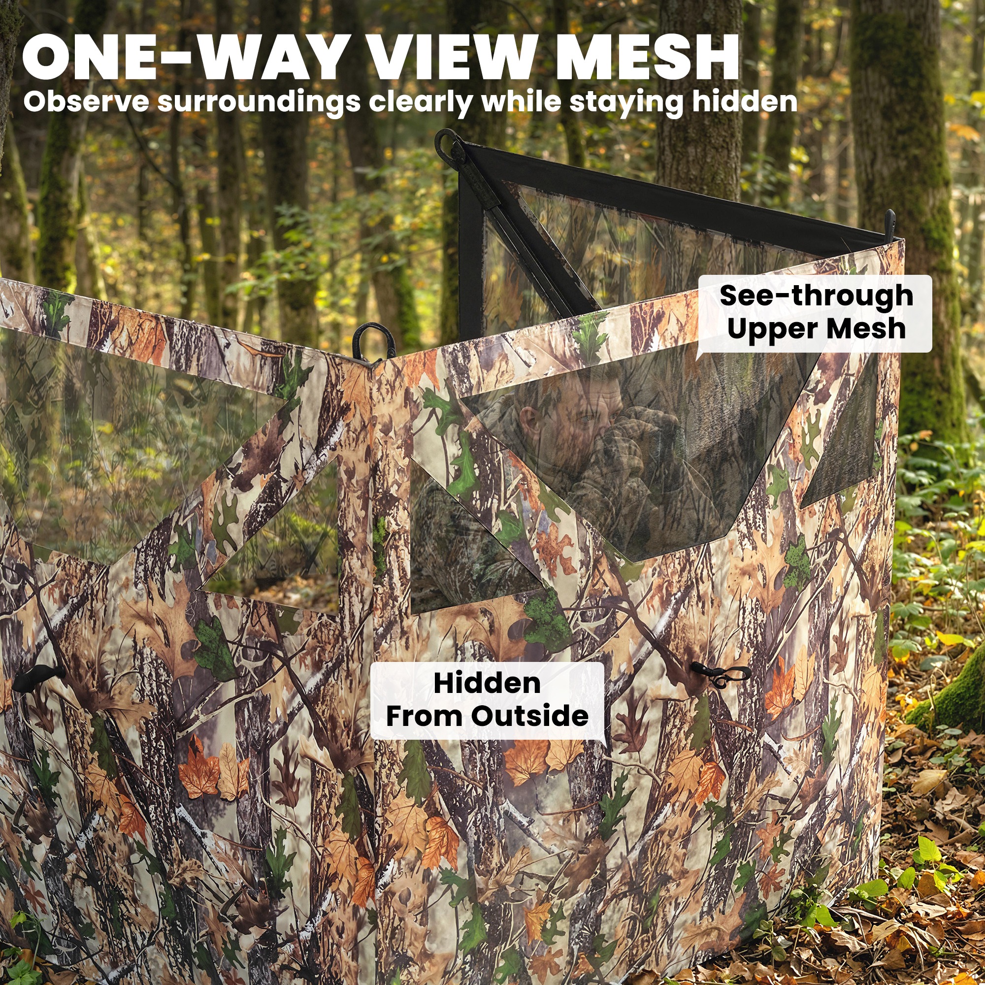 Cubo de Caza y Viento para Campestre, 3-Panels Visibles Solo para Caza y Camping 176" x 58.3" Camuflaje — imagen 5