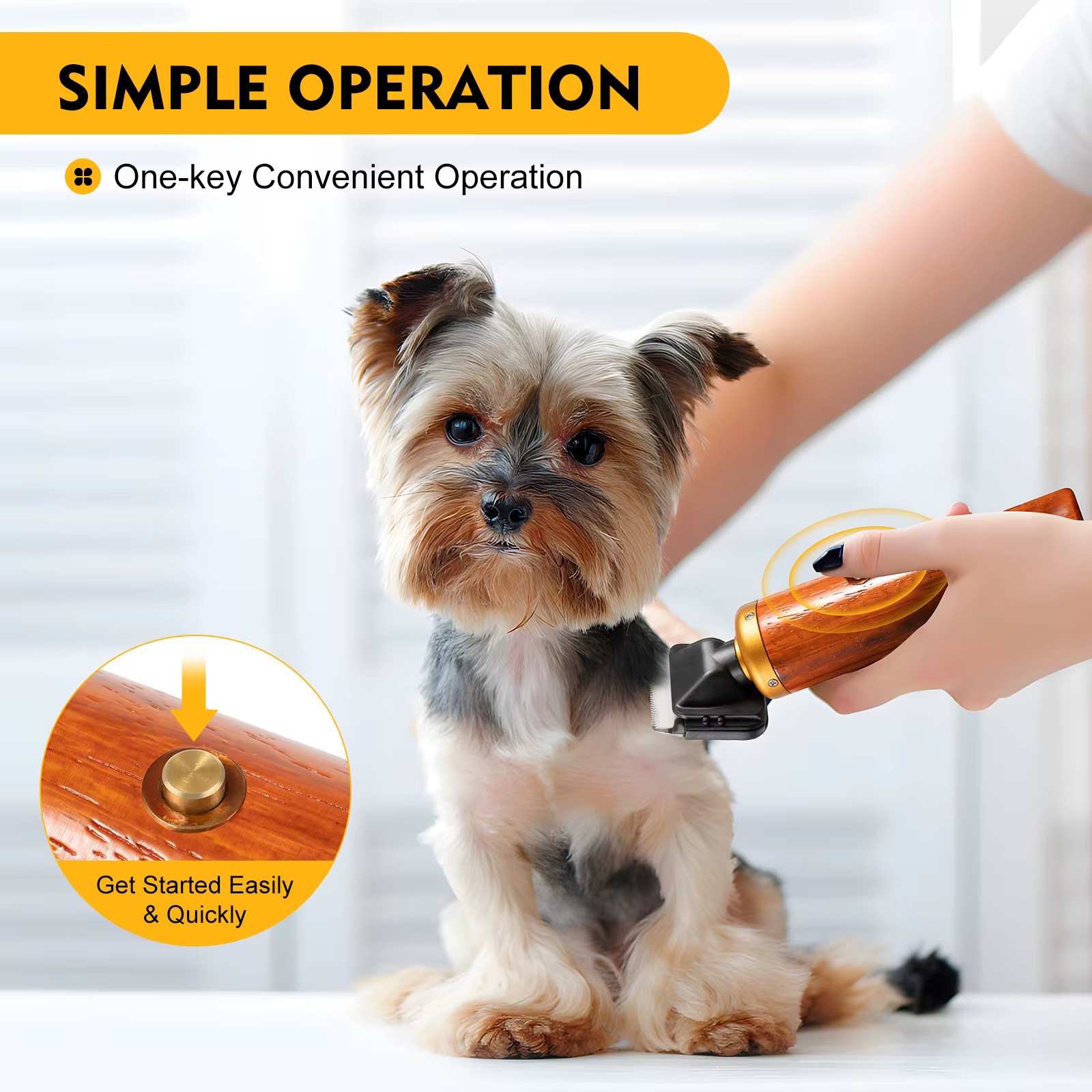 Electric Pet Clipper 55W, Professional Corded Animal Shears for Sheep Goats Dogs, Low Noise with Wooden Handle US Plug — image 2