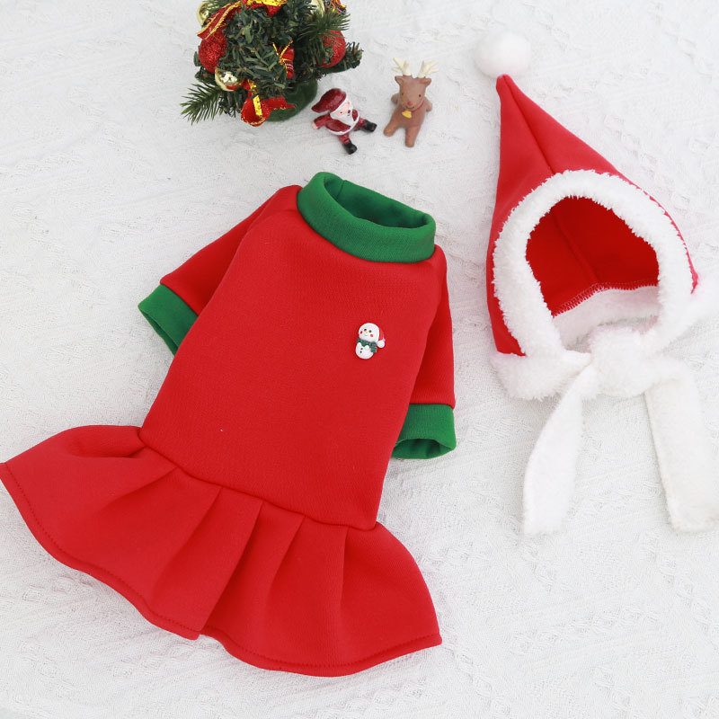 Small medium and large dogs Christmas pet supplies clothes teddy bears cotton coats — image 20