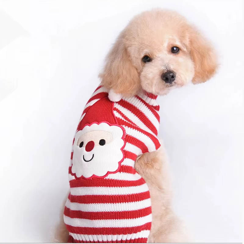 Xmas Striped Dog Sweater Pet Reindeer Knit Clothes Dogs Snowman Christmas Hoodies Costume — image 2