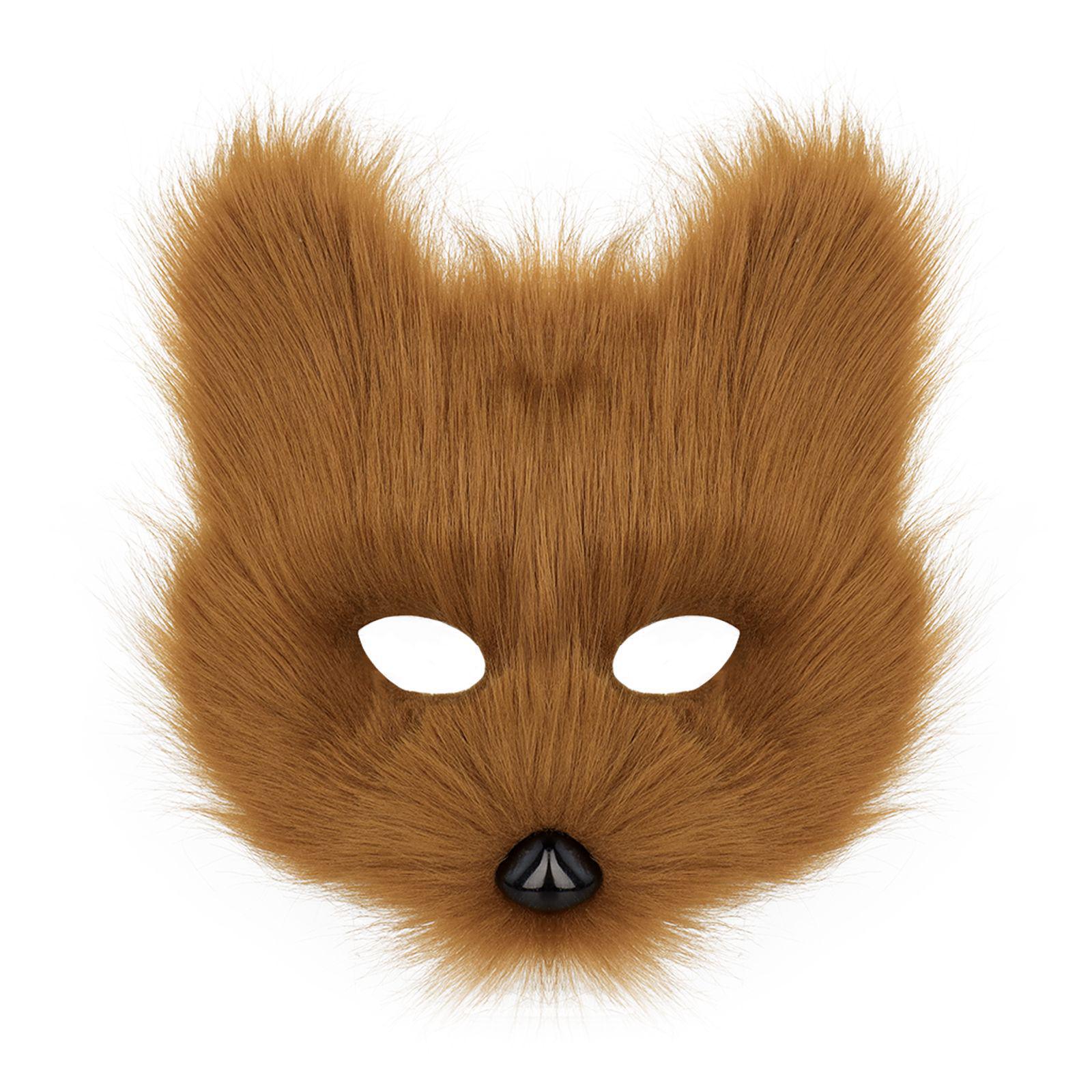 Halloween Party Furry Half-Face Cat Fox Mask Cosplay Cat Face Mask Accessory — image 9