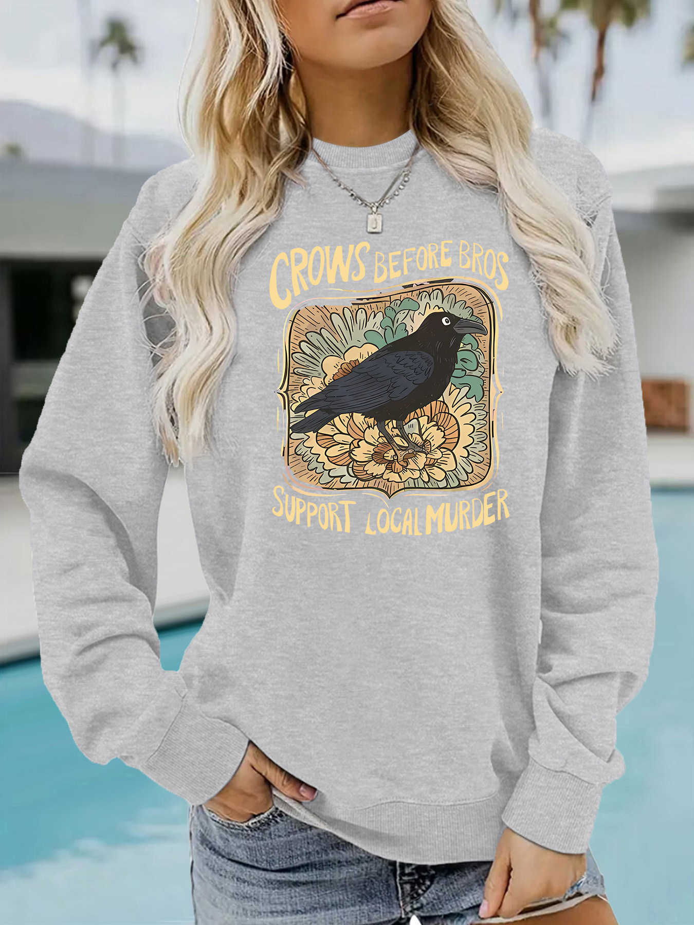 Letter crow print hoodie — image 11