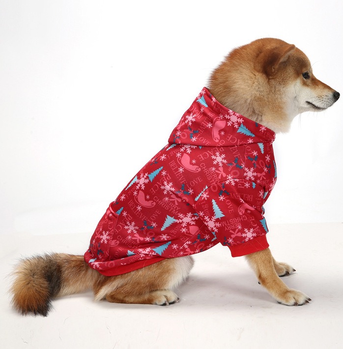 Christmas pet plaid hoodie with thickened hooded small medium and large dog clothing — image 9
